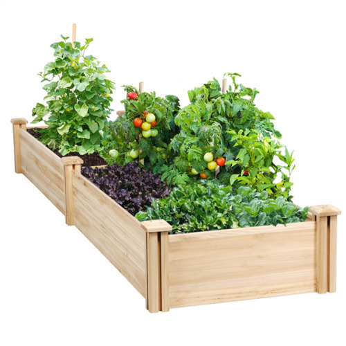wooden raised garden bed planting box