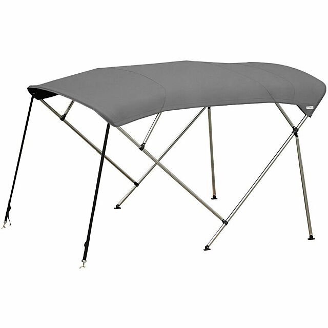 Grey Bimini Top 4 Bow Boat Cover 8ft Long With Rear Poles