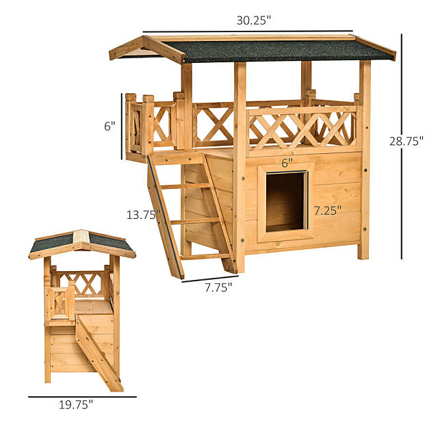 elevated outdoor wooden cat habitat