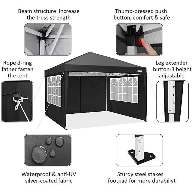Party Tent Gazebo with 4 Removable Sidewalls 