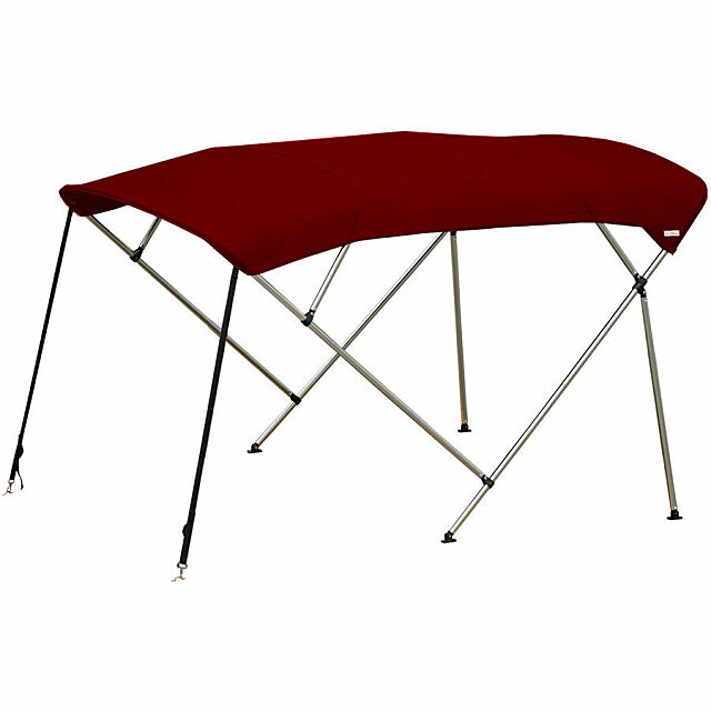 red Bimini Top 4 Bow Boat Cover 8ft Long With Rear Poles
