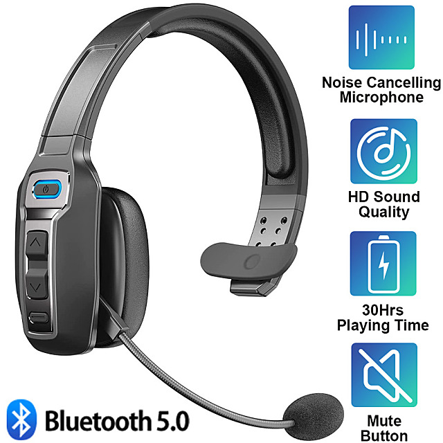 Bluetooth 5.0 Wireless Headset With Noise Cancelling 
